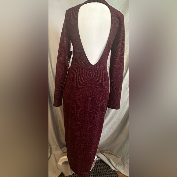Trixxi Burgundy Sparkle Knit Long Sleeve Dress - Picture 4 of 6